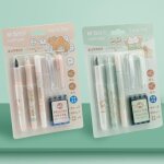 Ensemble de stylos a plume effa�ables 7 en 1, kawaii paulina cartoon, fournitures scolaires et de bureau, ...