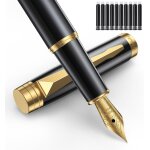 Ensemble de stylo - plume de luxe pour l'criture, pointe fine lisse, comprend 10 cartouches d'encre ...