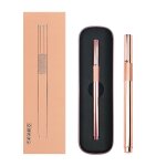 Ensemble de stylos a plume en m�tal, avec bo�te - cadeau en m�tal, or rose 0. 38mm, pour papeterie scolaire ...