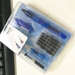 Ensemble de stylos a plume requin, 5 sacs d'encre noirs ou bleus amovibles, pour etudiants, cadeau pour ...