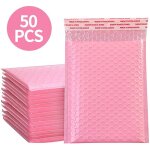 Enveloppes a bulles doubles, 50 pices, pour cadeau, livre et magazine, rose et noir