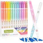 Erasable highlighters surligneurs effa�ables, 12 pc surligneurs a double t�te, pointe biseaut�e, couleurs ...