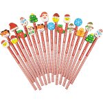 Ersan - 60 pices gommes au crayon style alatoire cratif bois tte d'effaceur en caoutchouc pour nol ...
