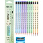 Ersan - hb lot de 12 crayons en bois, avec gomme et taille - crayon, pour enfants, antidrapants, triangulaire ...