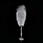 Ershi - 2 couleurs plume d'autruche plume de mariage signature stylo a bille stylo livre d'or avec support ...