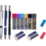 Ershi - 3 criterium 2mm criterium dessin porte mine 2mm 6 botes de pinceaux 2b et 2 morceaux de gomme ...