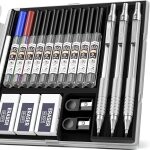 Ershi - 3 mtal porte - mines 2mm, art crayon mcanique criterium avec 2. 0 mm mines (hb 2h 4h 2b 4b), ...