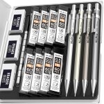Ershi - 4 pièces métal porte - mines 0, 5 mm avec etui, art crayon mécanique criterium avec 8 tubes de ... Ershi - 4 pièces métal porte - mines 0, 5 mm avec etui, art crayon mécanique criterium avec 8 tubes de ...