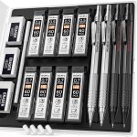 Ershi - 4 pices porte - mines 0, 5 mm et 0, 7 mm avec etui, ensemble de crayons d'artiste en mtal mp1000 ...