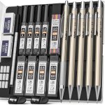 Ershi - 5 porte - mines en mtal avec etui, crayons d'artiste avec 9 botes de mines de rechange 0, 3, ...