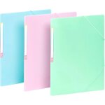 Eryi - - lot de 3 chemises en plastique rainbow pastel - 3 pochettes a4 avec etiquettes d'identification ...