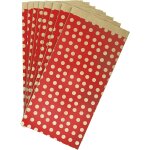 Eryi - 394110c - un sachet de 50 pochettes kraft - 16x30 + 5cm - motif : pois sur fond rouge - idal ...
