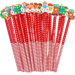 Eryi - 60 pices crayons de nol avec gommes, 8 modles gommes de dessin anim ur fin des crayons, bonhomme ...