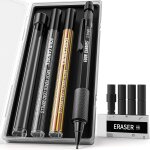 Eryi - ensemble de porte - mines de 1, 3 mm avec 24 mines de recharge, crayon de charpentier en mtal ...