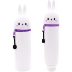 Eryi - trousse ecole 2 en 1 en silicone souple kawaii, porte - plume, lapin blanc pochette de stylo, ...
