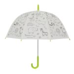 Esschert design kg281 parapluie pour enfants noir, vert, transparent