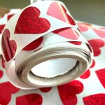 Etiquettes autocollantes en forme de coeur rouge, 300 pices, pour emballage papier saint - valentin ...