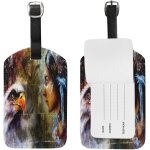 Etiquette de bagage aquarelle femme et aigle volant etiquette de voyage porte - badge pour bagages sac ...