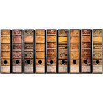 Etiquettes a design pour 9 classeurs a4 a dos large - motif : livres anciens relis en cuir / livres ...