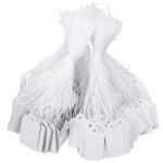 Etiquettes / etiquettes de prix avec ficelle en papier, paquet de 100 blanc 2. 4 x 1. 4 cm