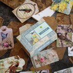 Etiquettes plante fleur vintage, en bote, papier kraft, bloc - notes adhsifs, bloc - notes, papeterie ...