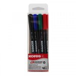 Etui de 4 marqueurs permanents pointe m�dium - assortiment - kores