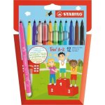 Etui carton de 12 feutres pte moyenne trio a - z dont 2 fluos