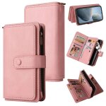 Etui en cuir avec porte - cartes et fermeture eclair pour xiaomi 14t, rose