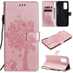 Etui en cuir pu pour xiaomi mi 10t / 10t pro avec motif arbre et chat, support, emplacements pour cartes ...