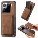 Etui en cuir r�tro pour xiaomi 15 avec fermeture magn�tique, brun