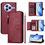 Etui en cuir pour t�l�phone xiaomi civi 5 pro avec plusieurs emplacements pour cartes, rouge fonc�