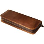 Etui en cuir vintage pour stylos, pochette mince pour stylos, sac de rangement de papeterie portable ...