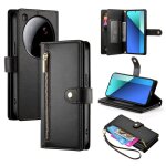 Etui en cuir pour xiaomi 15 ultra avec porte - cartes et fermeture eclair, noir