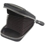 Etui organiseur pour cartes de cr�dit en cuir v�ritable ¿ sac noir zipp� pour cartes et pi�ces de monnaie, ...