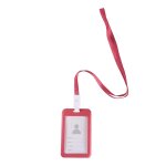 Etui en plastique rouge durable pour cartes de visite, d'identit� et de passeport ¿ fen�tre transparente, ...
