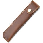 Etui a rabat en cuir fait a la main pour stylo plume et stylet marron Etui a rabat en cuir fait a la main pour stylo plume et stylet marron