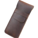 Etui a stylos a insuline en cuir fait main niuniu � cuir crazy horse noir, 165 mm x 70 mm