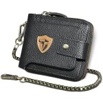 Etui de voyage en cuir vritable avec chane verticale rfid pour homme 1805, 1805 noir, portefeuille