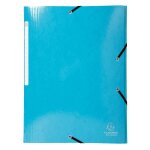 Exacompta lot de 3 chemises a elastique 3 rabats iderama maxi capacit carte 600g pellicule bleu clair ...