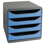Exacompta - 310779d - big box - module de classement - 4 tiroirs - gris / bleu glace