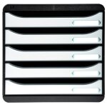 Exacompta big - box plus 5 tiroirs a4 + glossy noir / blanc glossy