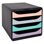 Exacompta bigbox - module de classement 4 tiroirs - noir / pastel glossy