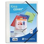 Exacompta chemise personnalisable 1 face a elastique polypro kreacover coloris blanc transparent