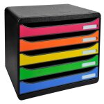 Exacompta module de classement 5 tiroirs big box a l'italienne noir / arlequin