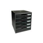 Exacompta module de classement 5 tiroirs format a4 + dimensions 28, 8 x 32 x 35 noir