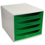 Exacompta module de classement eco 4 tiroirs gris vert translucide - dim. : l28, 4 x h23, 4 x p34, 8 ...