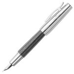 Faber - castell 148241 stylo plume e - motion, plume f, emballage cadeau (noir effet parquet / argent) ...