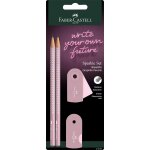 Faber - castell 218480 sparkle, 2 crayons a papier mine b avec gomme et taille - crayon, rose / gris ...