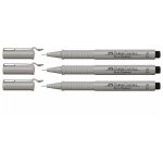 Faber - castell lot de 3 stylos feutre ecco pigment 0, 2 mm, noir