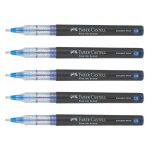 Faber - castell lot de 5 stylos roller free ink pointe broad bleu